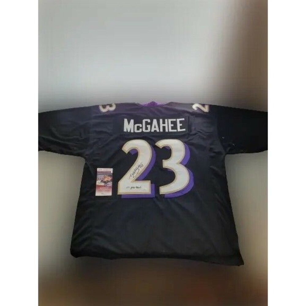 WILLIS MCGAHEE Autographed Baltimore Ravens Jersey w/Inscription (JSA)